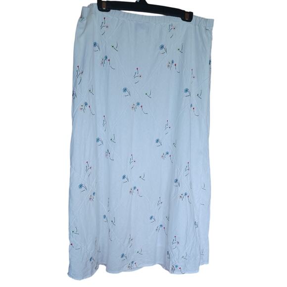 Susan Graver Maxi Skirt White Embroidered Floral Pattern Linen Blend Women's XL - Picture 3 of 7